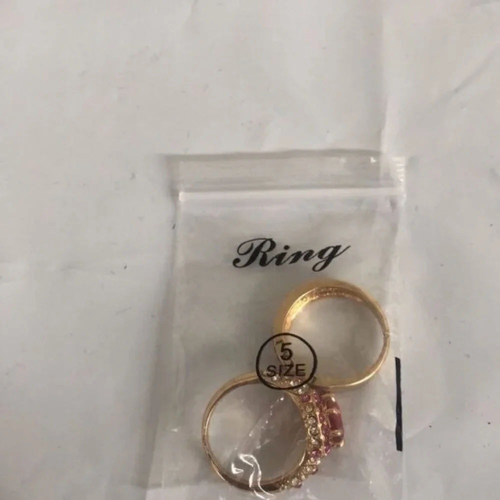 Golden‎ tone 2 piece eternity ring birthstone